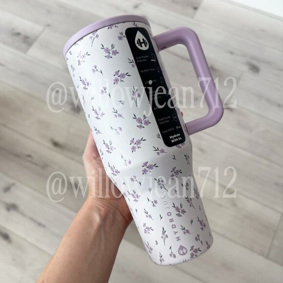“Iris" HydroJug 32 oz Traveler Tumbler - Purple Floral - Limited Edition - Picture 1 of 5